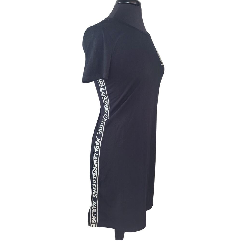 Y2K Karl Lagerfeld Paris Logo Tape T-Shirt Mini Dress S Black Streetwear Comfy